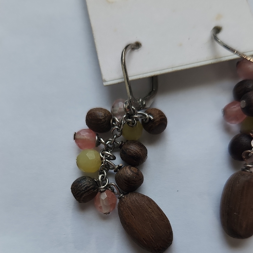 J. Jill Silver Earrings with Brown and Pink Beads - Picture 4 of 6